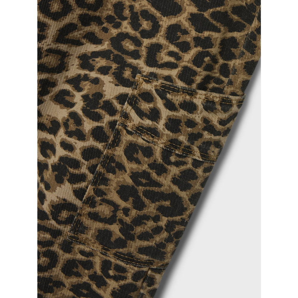 Køb Name It Silver Mink Leopard Rose Wide Twill Bukser