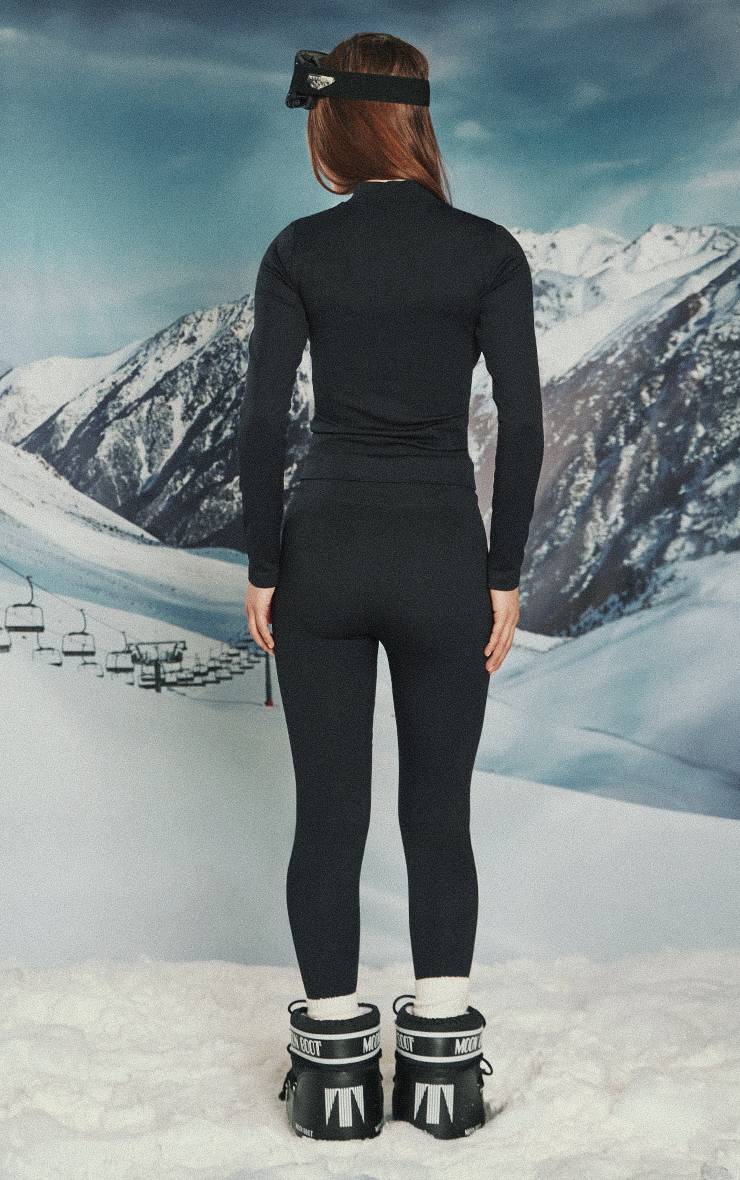 Noir Legging À Panneaux Sans Couture PLT Ski