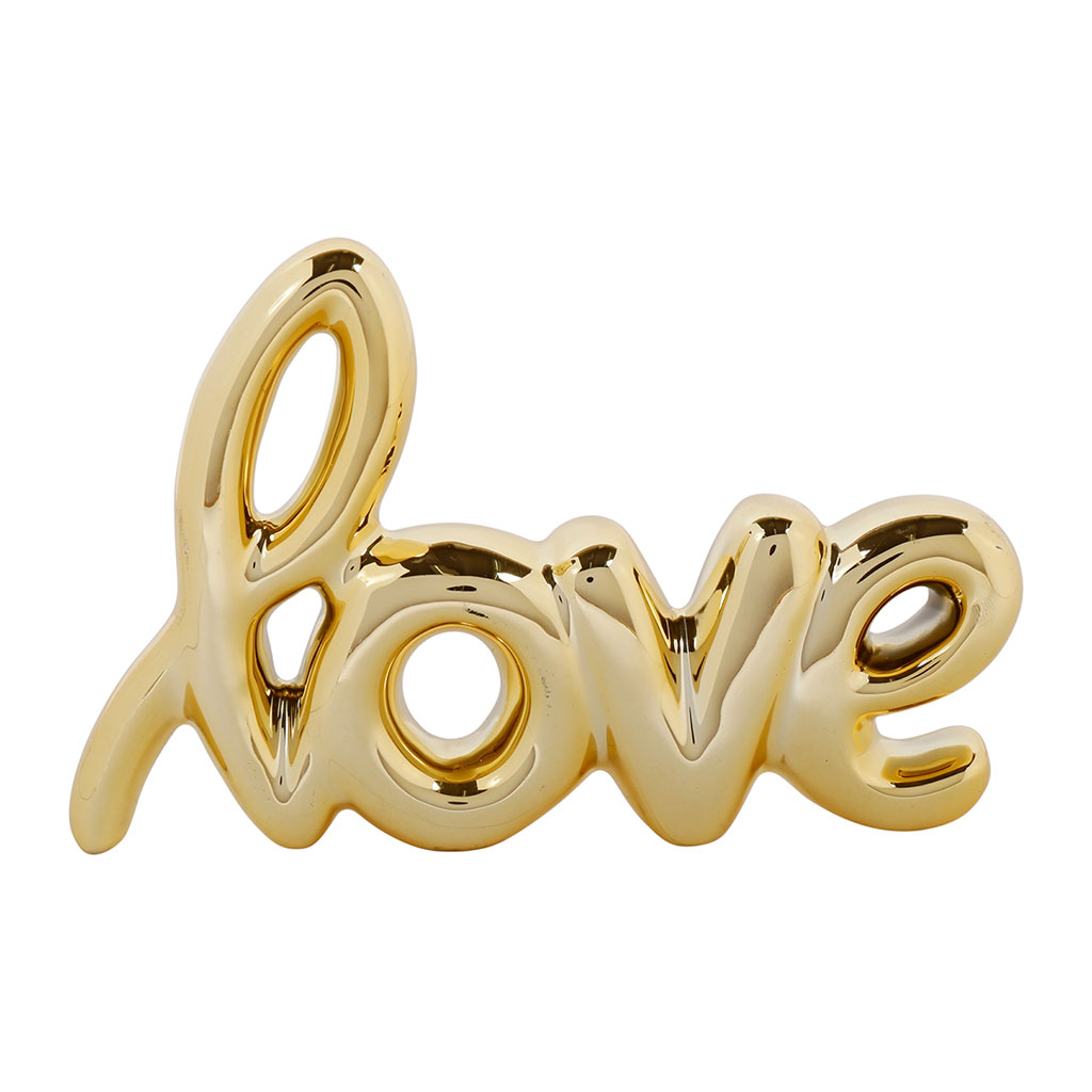 Déco à poser céramique mot LOVE doré 15.2x9.7cm