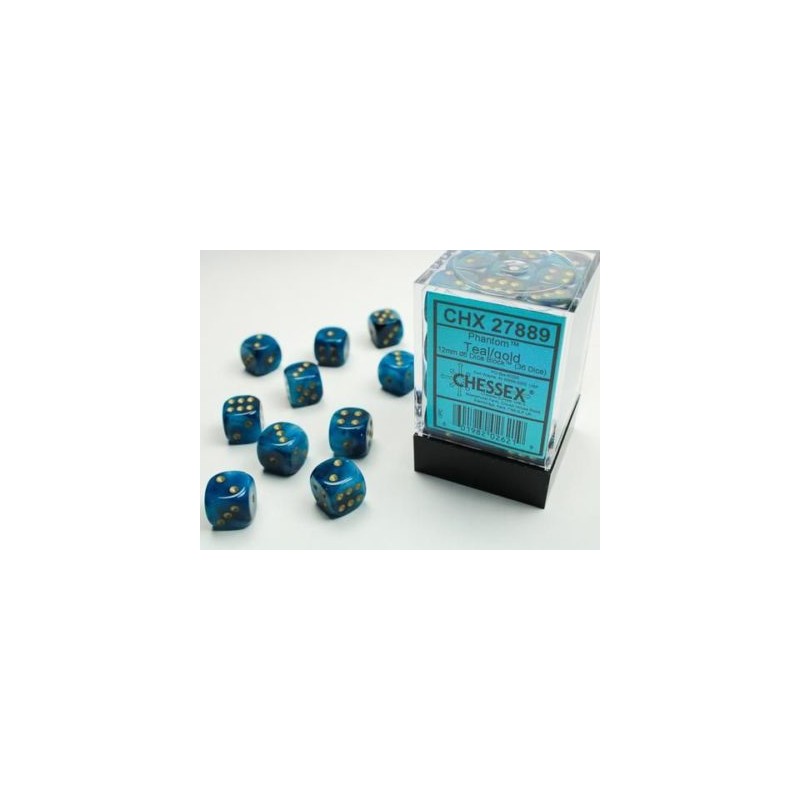 Pack de 36 dés 6 *phantom* sarcelle