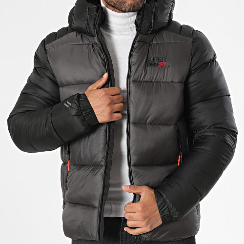 Doudoune Capuche Colour Block M5011752A Noir Gris Anthracite