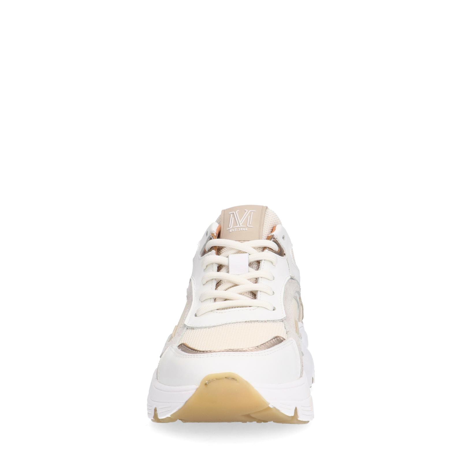 Witte leren sneakers met stoffen details