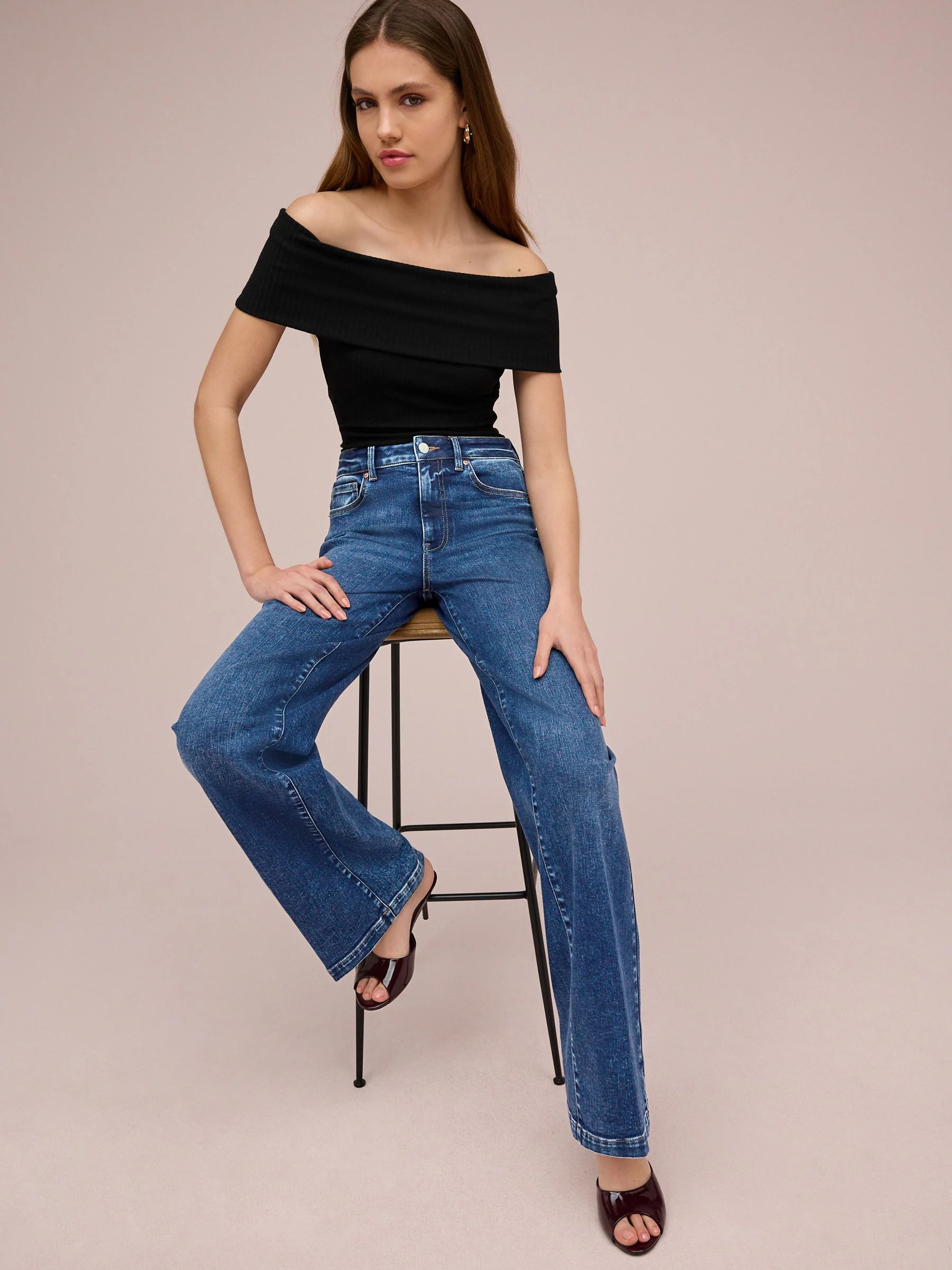 Donkerblauw - Jeans met wijde pijpen