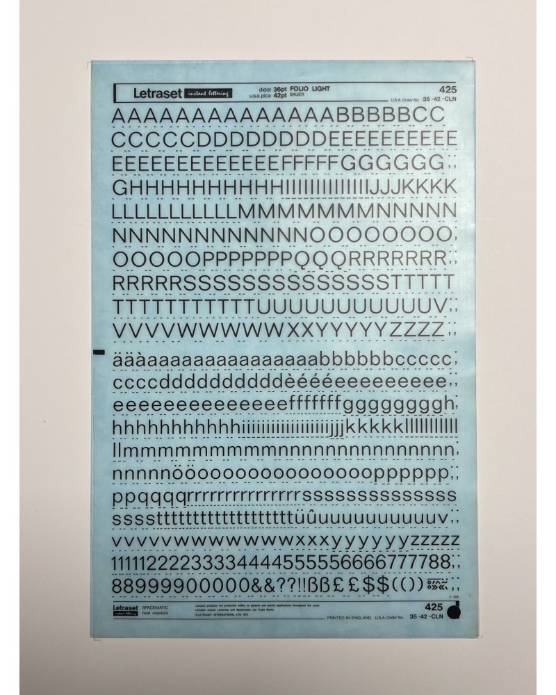 Letraset 425 - FOLIO LIGHT - 36/42pt