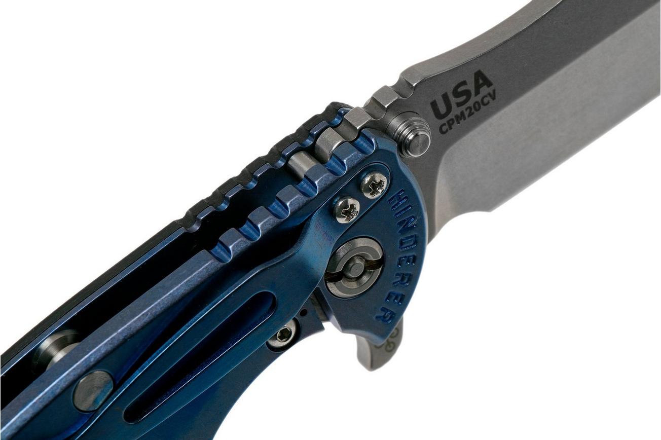 Rick Hinderer XM-18 3.5 Bowie 20CV Stonewash Blue, Black G10 zakmes