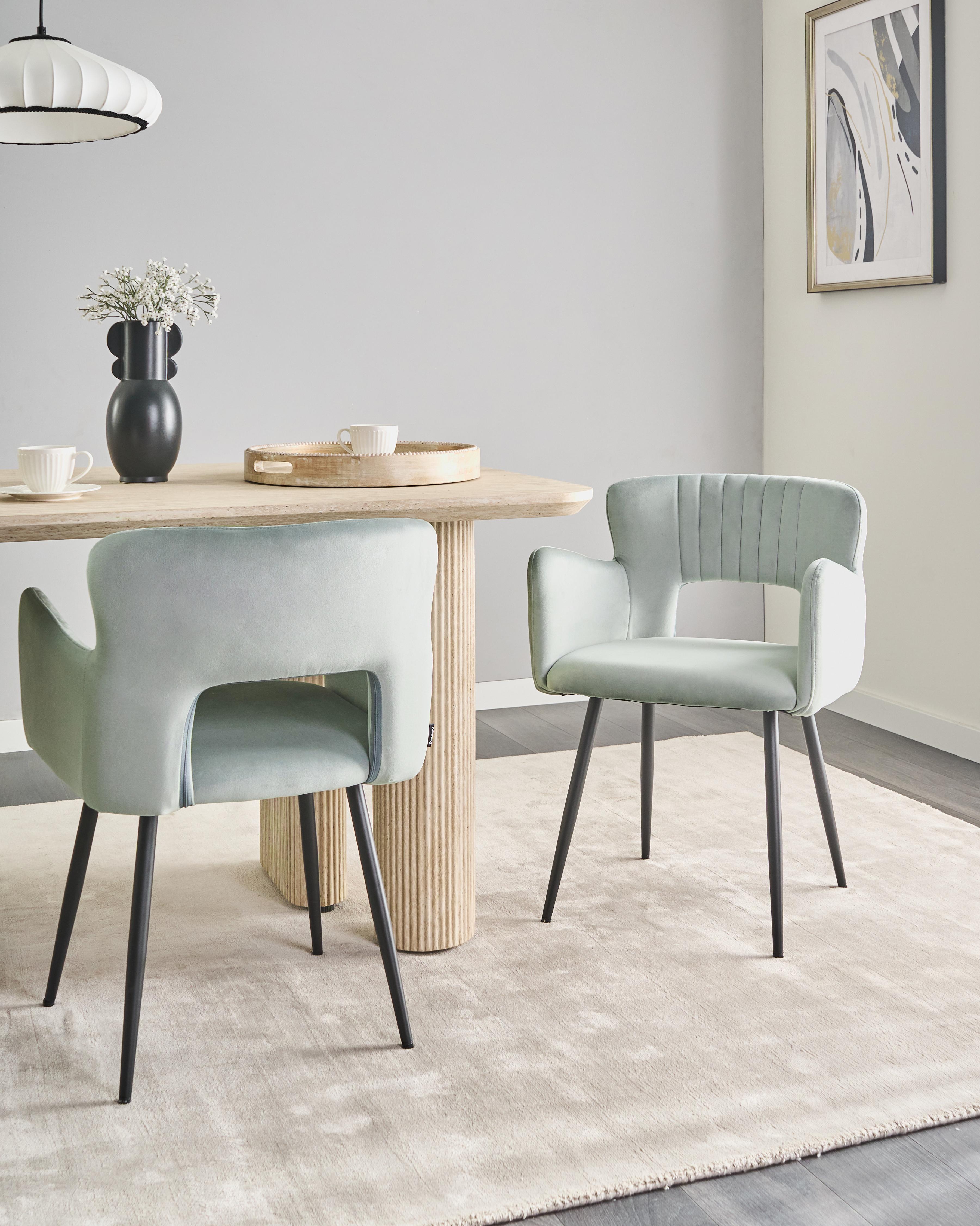 Set van 2 eetkamerstoelen SANILAC Fluweel Lichtblauw
