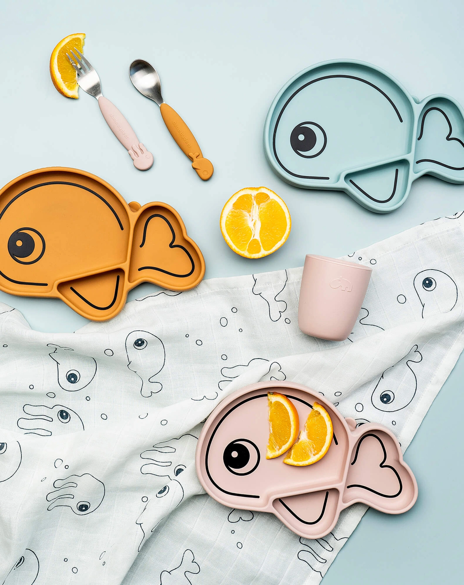 Besteckset YUMMYPLUS - SEA FRIENDS 2-teilig in senfgelb