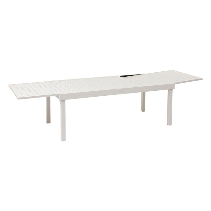 Ensemble table de jardin extensible + 12 fauteuils empilables PIAZZA Argile