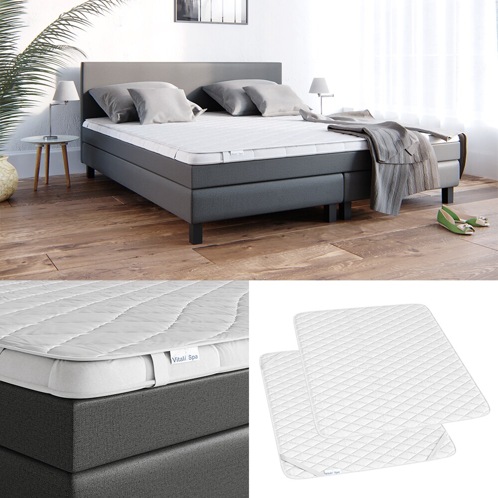 VitaliSpa Matratzenschoner 160x200 Topper Matratzen-Auflage weiß Boxpspringbett