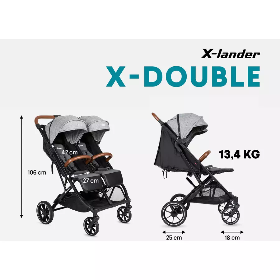 X-lander Geschwisterwagen X-Double Double Black