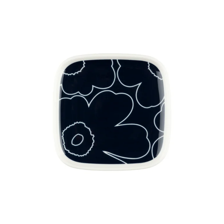 Marimekko - Oiva Piirto Unikko Teller, 10 x 10 cm, weiss / dunkelblau (60th Anniversary Collection)