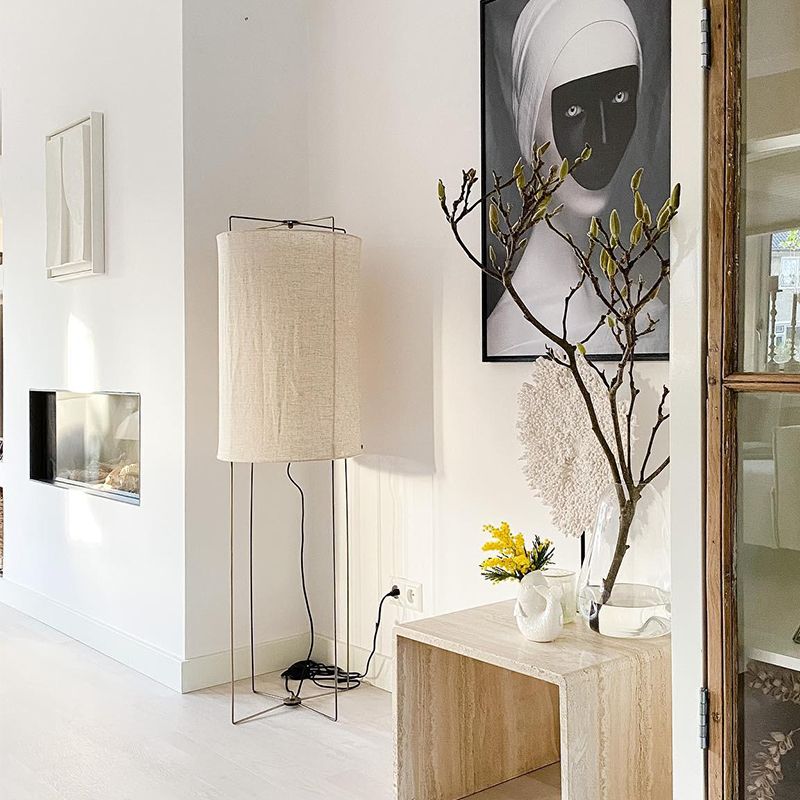 Design vloerlamp beige linnen kap - Rich