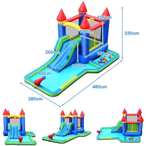Castelo inflável aquático Costway com soprador incluído