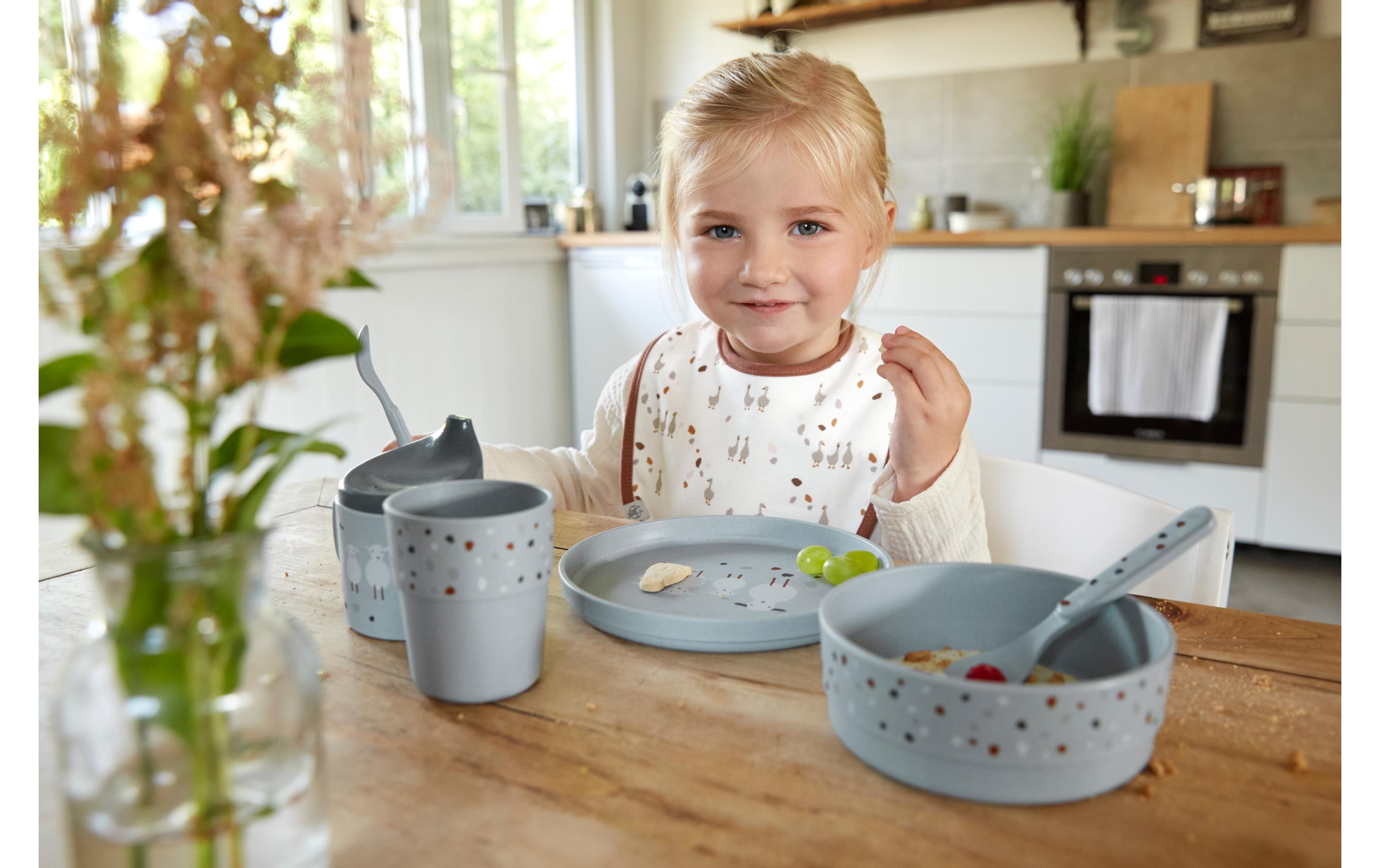 Kindergeschirrset Tiny Farmer Sheep/Goose Blue4-teiliges Set