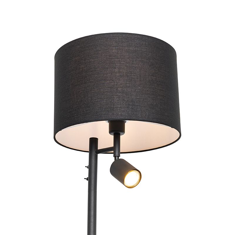 Vloerlamp zwart met witte binnenkant en leeslamp - Jelena