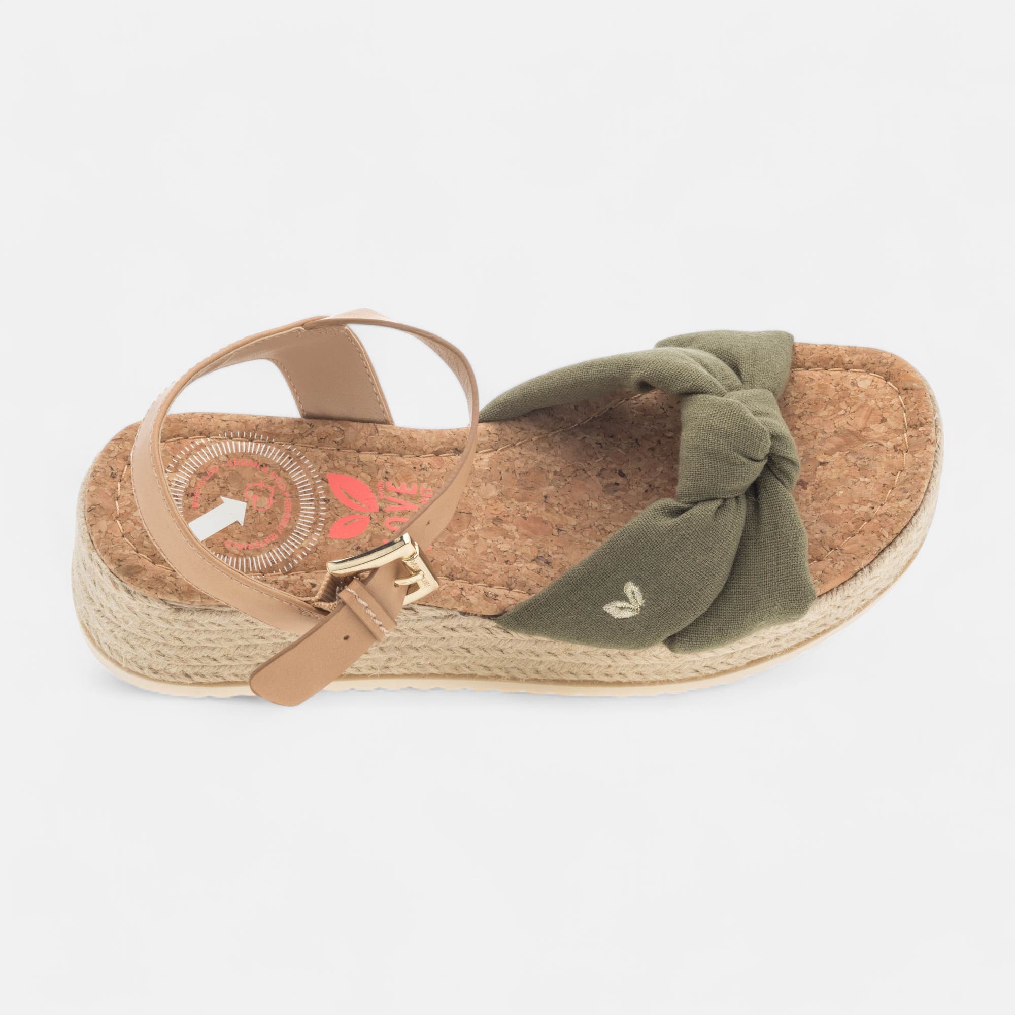 Espadrilles à talon compensé Femme kaki