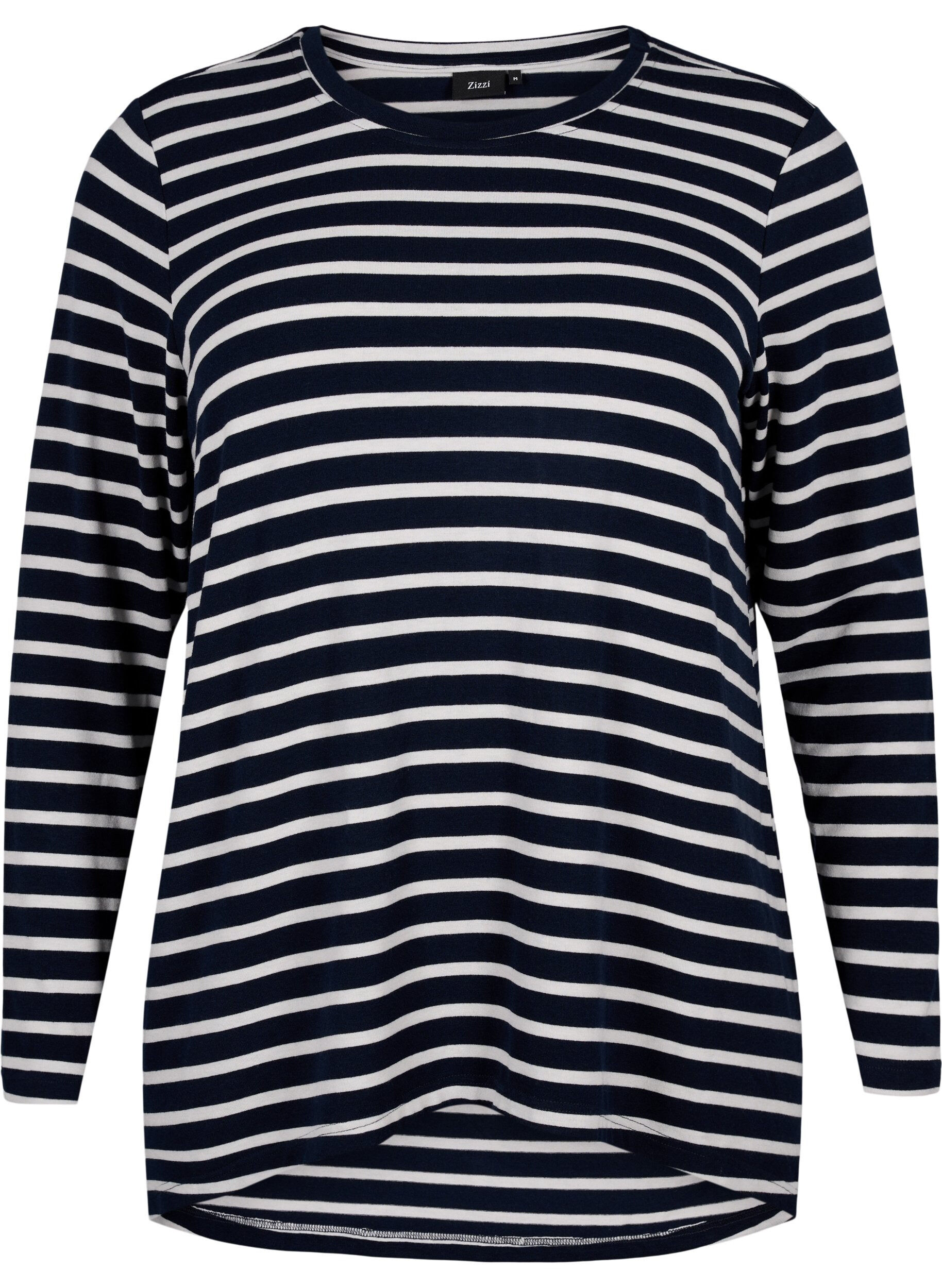 Langærmet bluse med striber