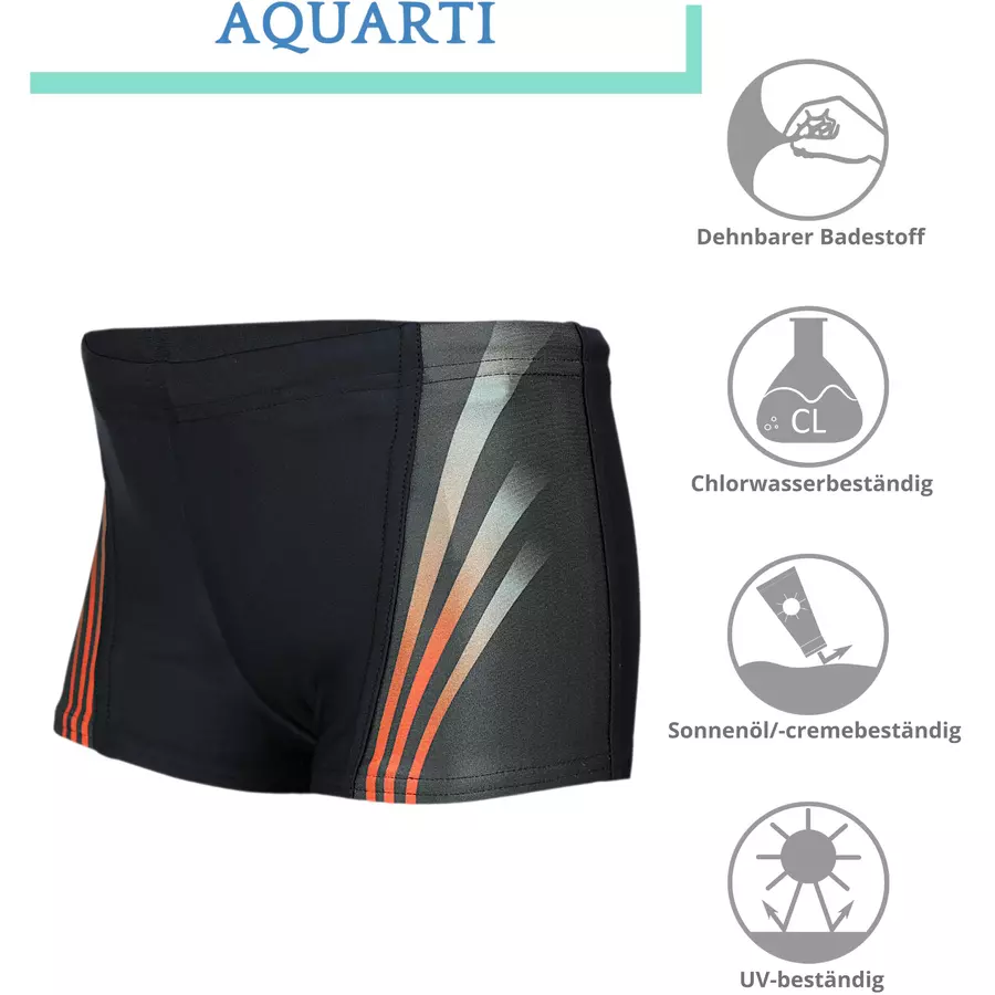 Aquarti Jungen Schwimmhose Kontrastfarbige Einsätze schwarzrot