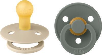 BIBS Colour Smokk 2-Pack Lateks Str 1 Rund, Vanilla/Pine