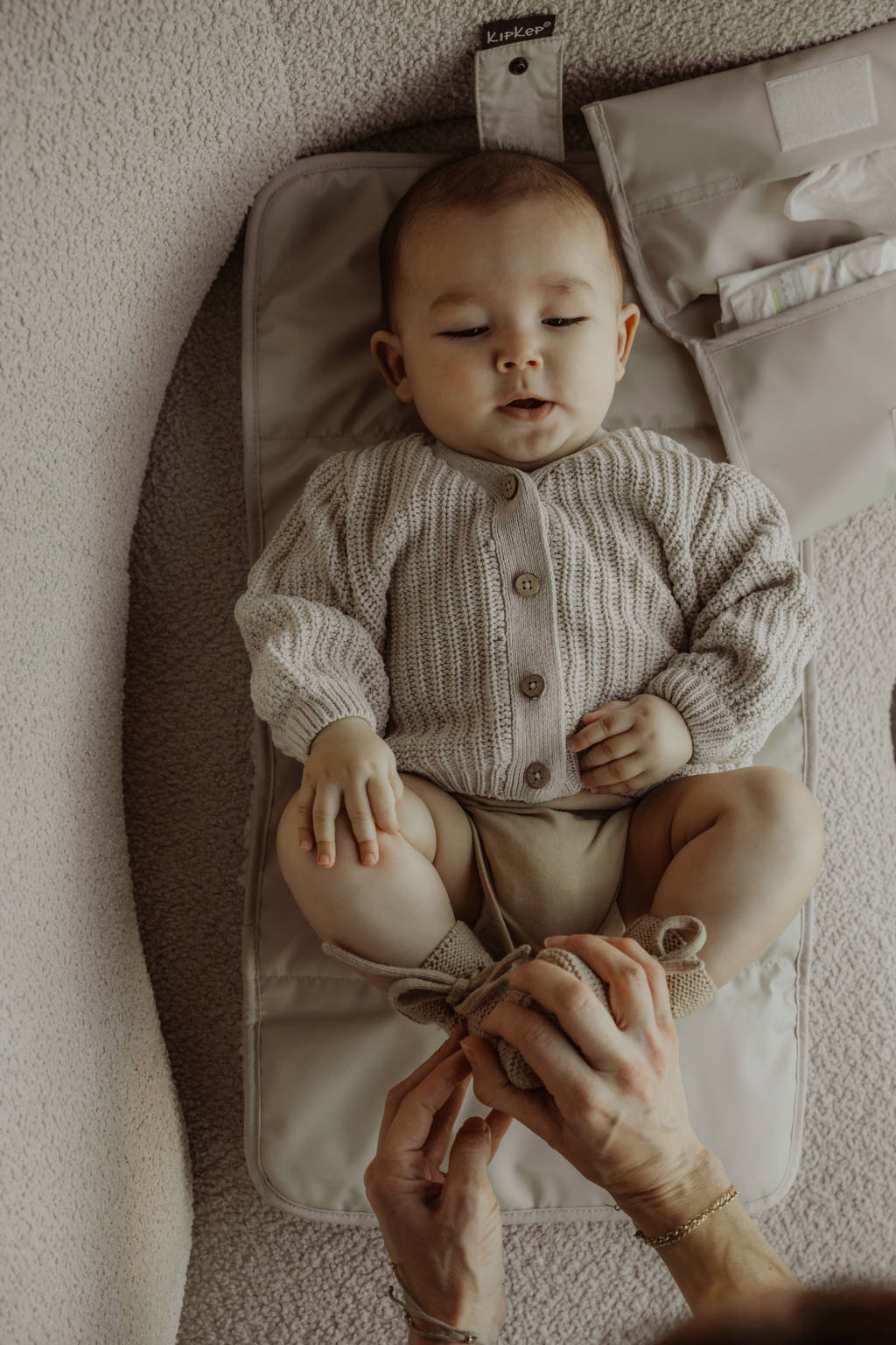 Napper verschoonmatje + luieretui met teddy beige