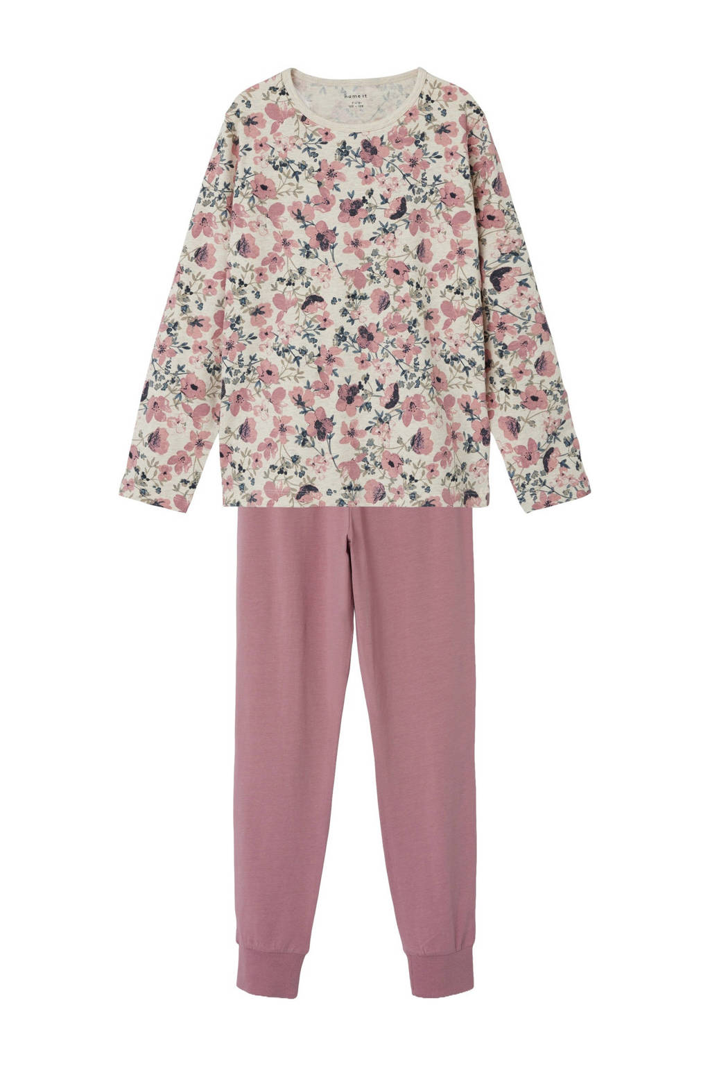NAME IT gebloemde pyjama roze/ecru/multi