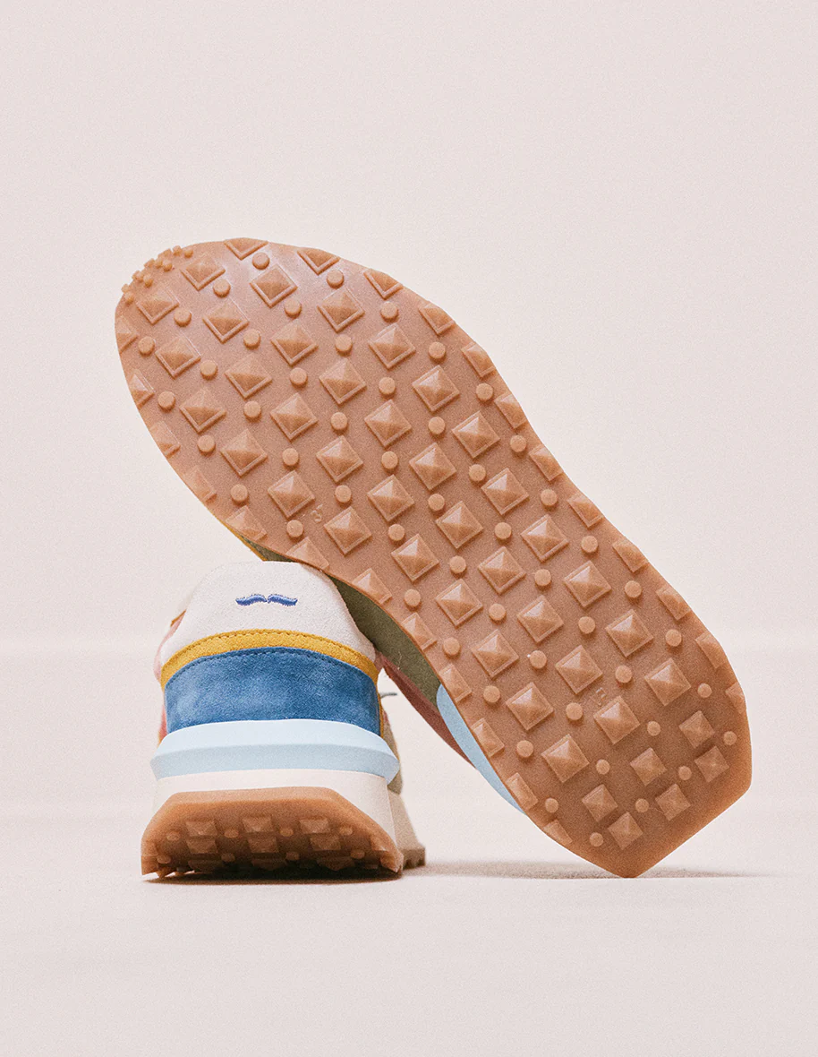 Baskets basses Yaelle - Suède et mesh jaune creme pistache