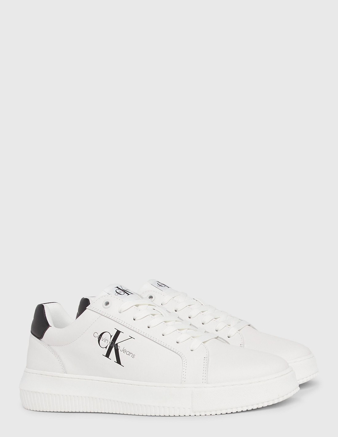 calvin klein Baskets de ville Homme Chunky Cupsole Mono Blanc/Noir Cuir