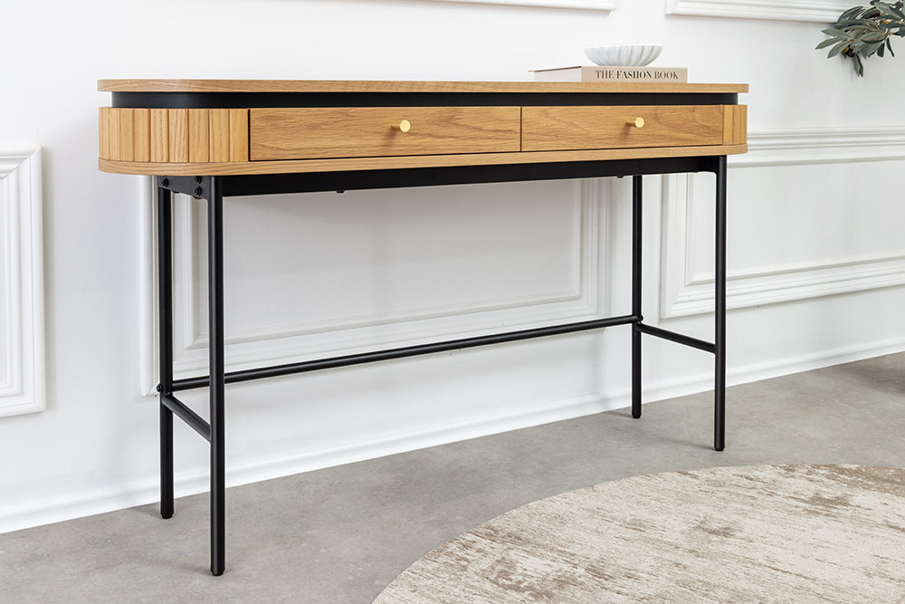 Moderner Konsolentisch ATELIER 120cm natur Eiche schwarz mit Schublade