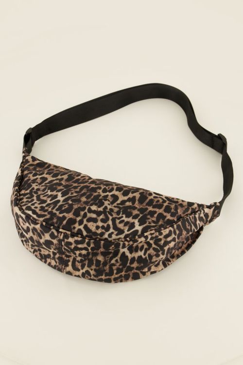 Bruine crossbody tas met luipaard print