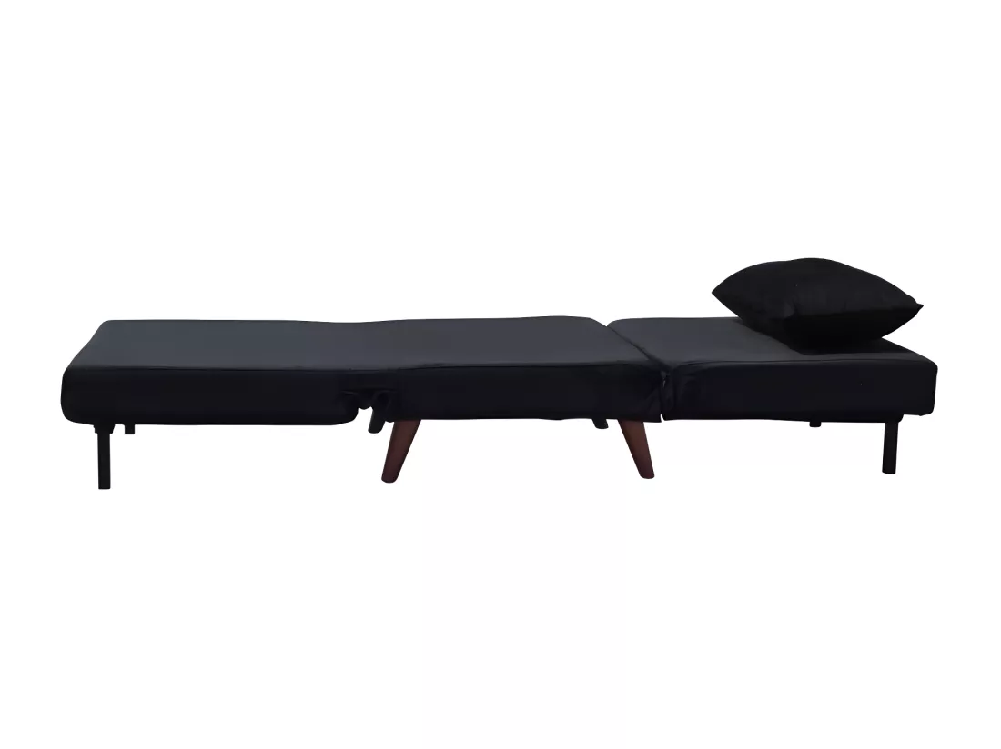 Fauteuil convertible lit une place tissu velours Noir dimension: 80 x 90 x 84 cm - dimension lit: 80 x 190 x 28 cm