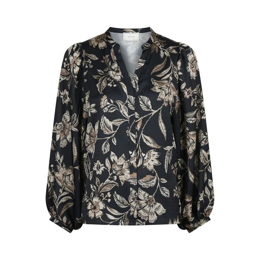 Neo Noir Nani Canvas Flower Bluse, Dark Navy, 40