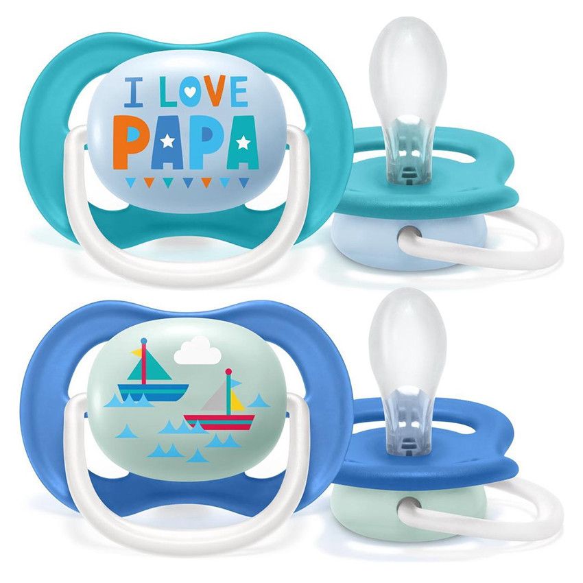 Sucette Ultra Air 6-18m Bleu - 2 pièces - Ecru