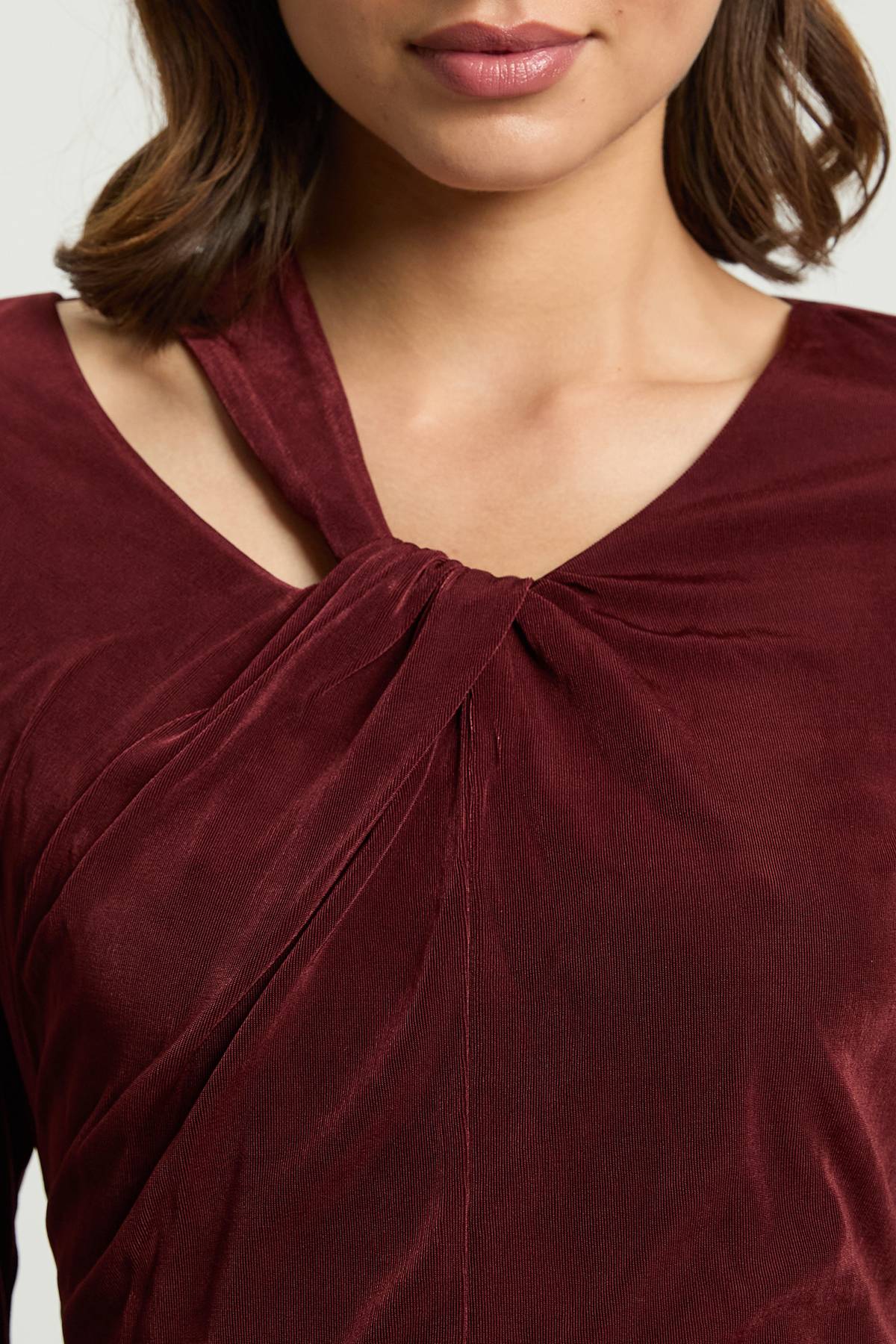 KarenMillen Haut À Manches Longues En Crêpe Fluide Avec Détail Torsadé