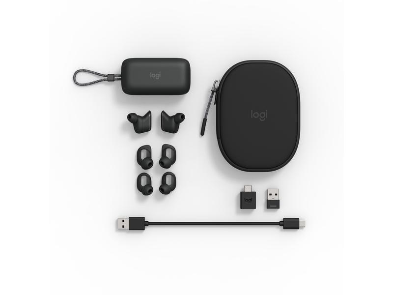 Logitech Headset Zone True Wireless Grau Bluetooth Earbuds in der Business-Version mit geräuschunterdrückendem Mikrofon