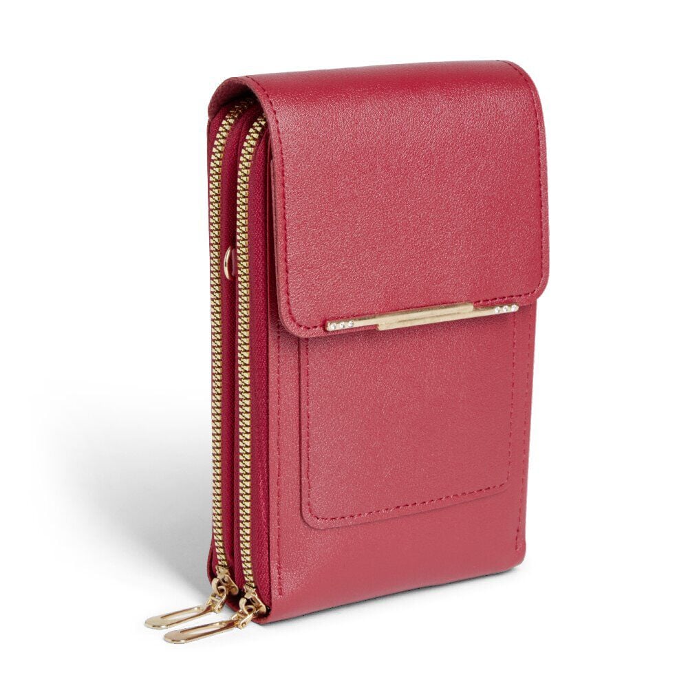 Pochette téléphone simple zip polyuréthane et métal