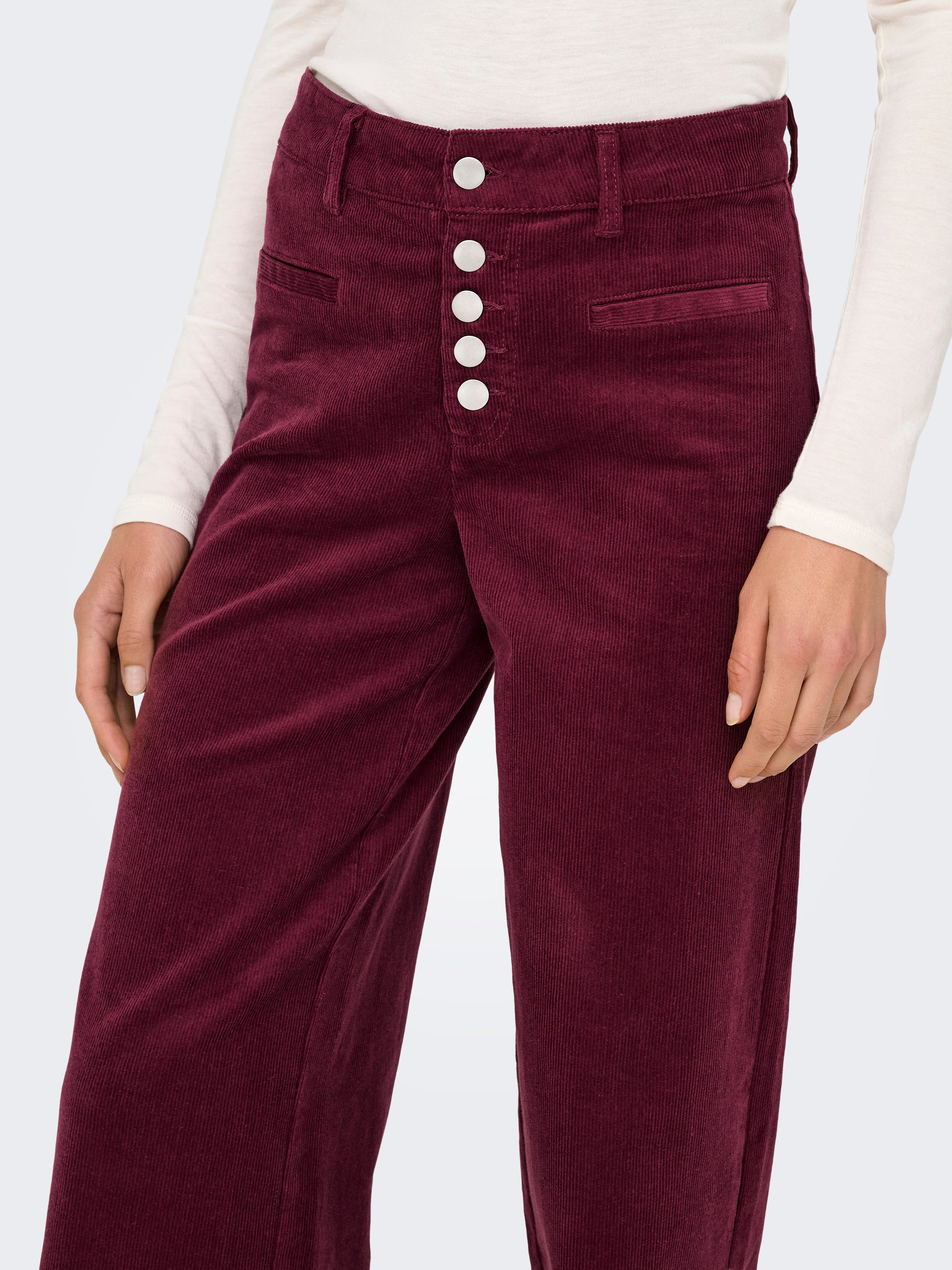 ONLMIO-LISY Hohe Taille Weiter Beinschnitt Hose mit weitem Beinschnitt Burgundy