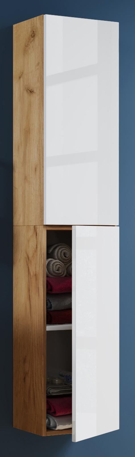 Hochschrank LENDAS - Honig Eiche-weiß - 33x150 cm