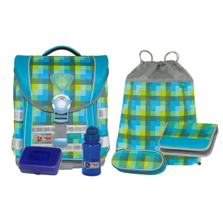 McNeill Ergo Light Compact Fashion-Line Schulranzenset Caro green 6-teilig