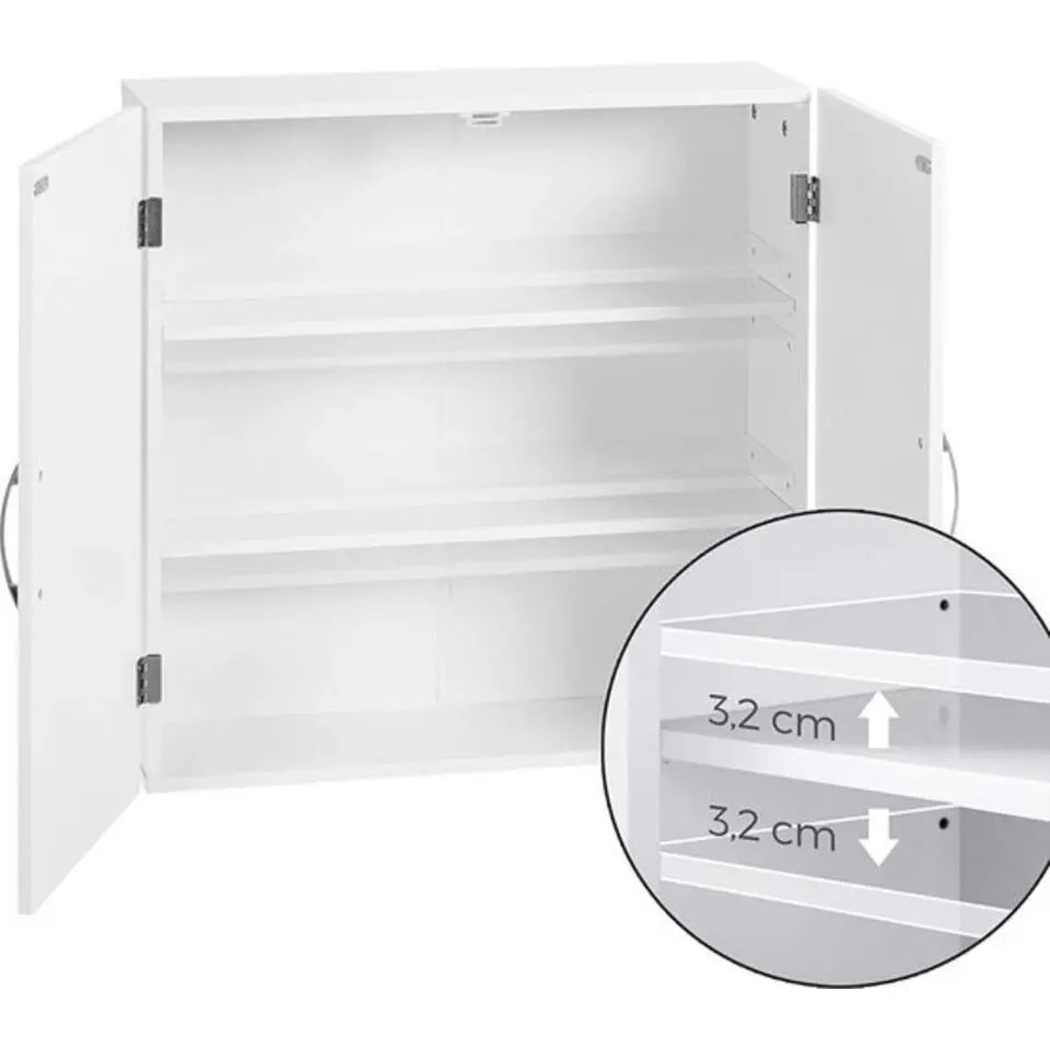 Parya Home - Badkamerkast - Wandkast - 2 Deuren - Hout - Wit