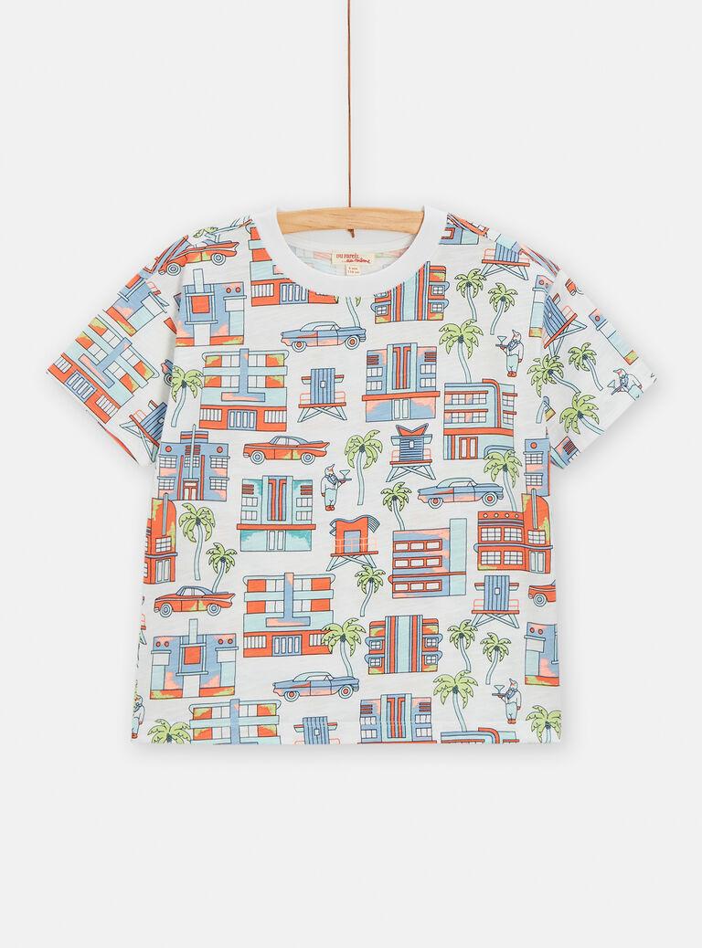 T-shirt blanc imprimé ville pour garçon