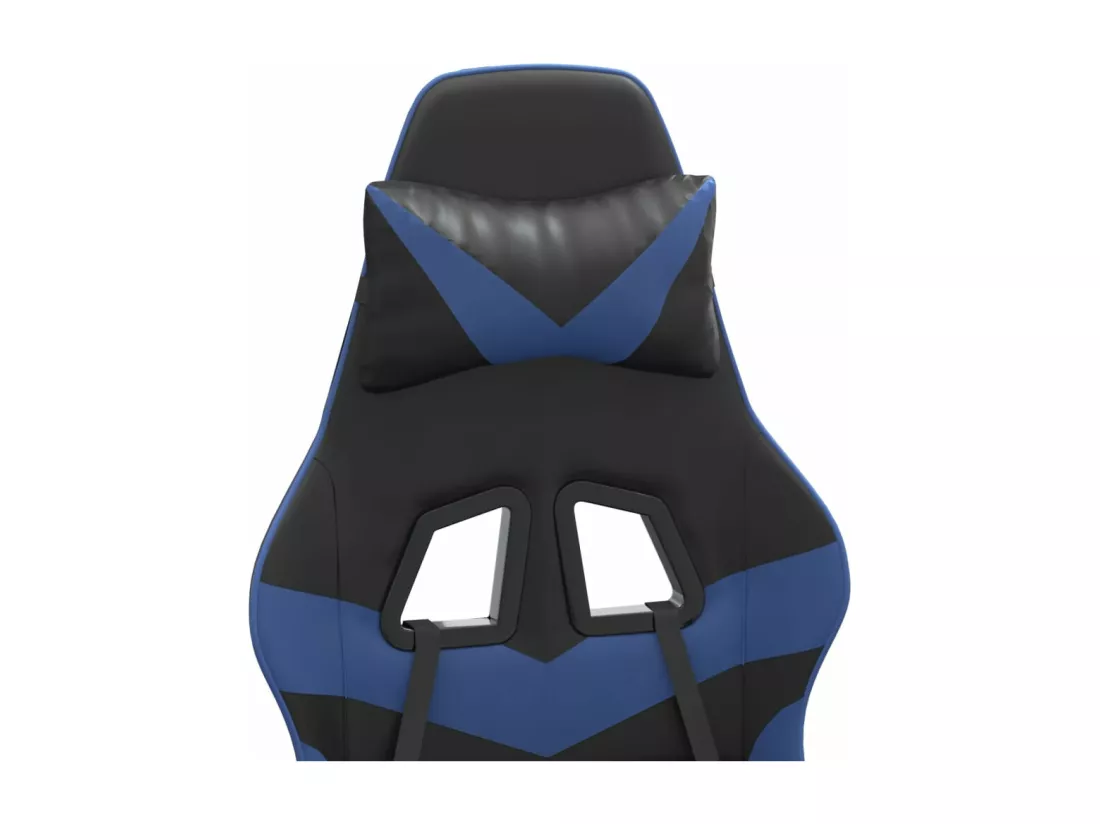 Chaise de jeu pivotante et repose-pied Noir et bleu Similicuir