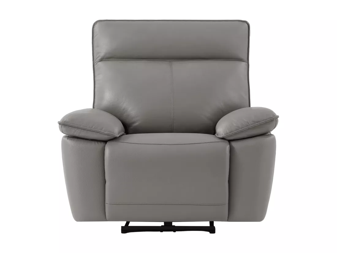 Fauteuil relax électrique en cuir de vachette gris NOVENA