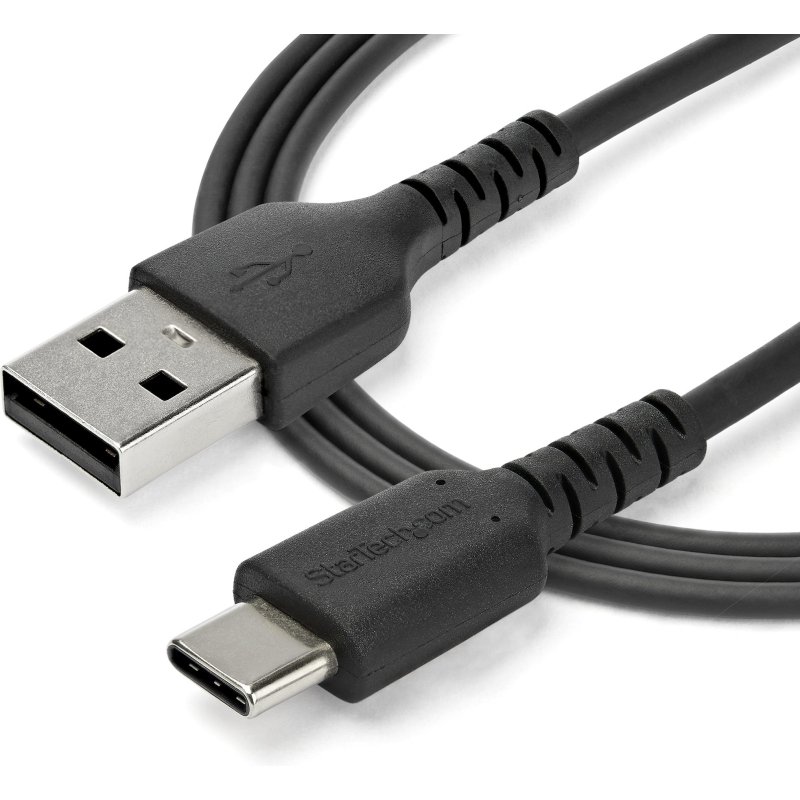StarTech.com Câble de Charge Rapide USB-A vers USB-C de 2m, Robuste, Charge et Synchronisation, 3A, USB 2.0, Gaine TPE Noire et Fibre d'Aramide - Cordon de Charge USB