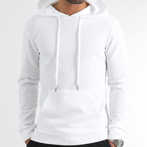 Sweat Capuche Texturé Waffle 0588 Blanc