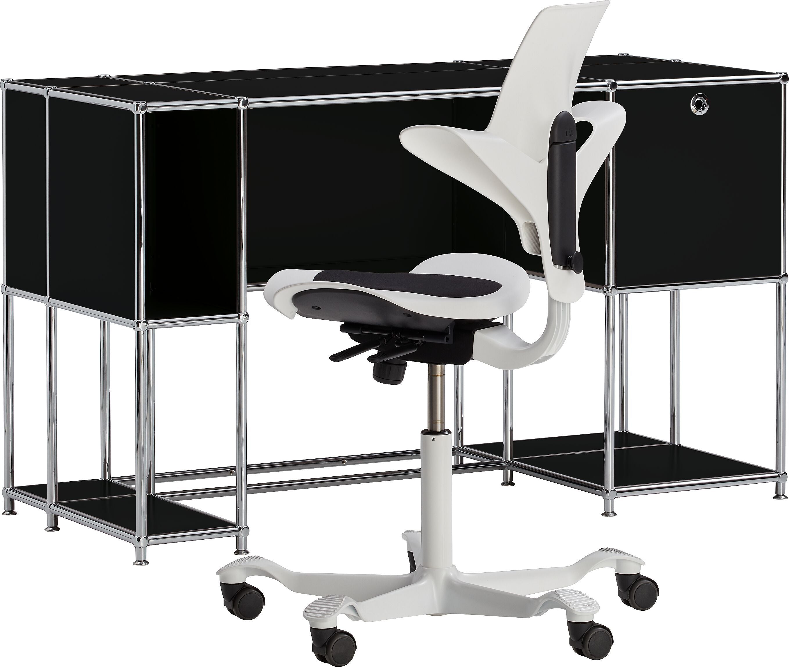 FLEXCUBE Schreibtisch - Schwarz / B: 134.0 cm x T: 60.0 cm x H: 80.0 cm