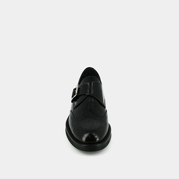 Derbies à boucles  en cuir glacé noir