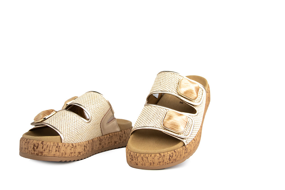 Gabor Slipper Raffia Natur Champagner