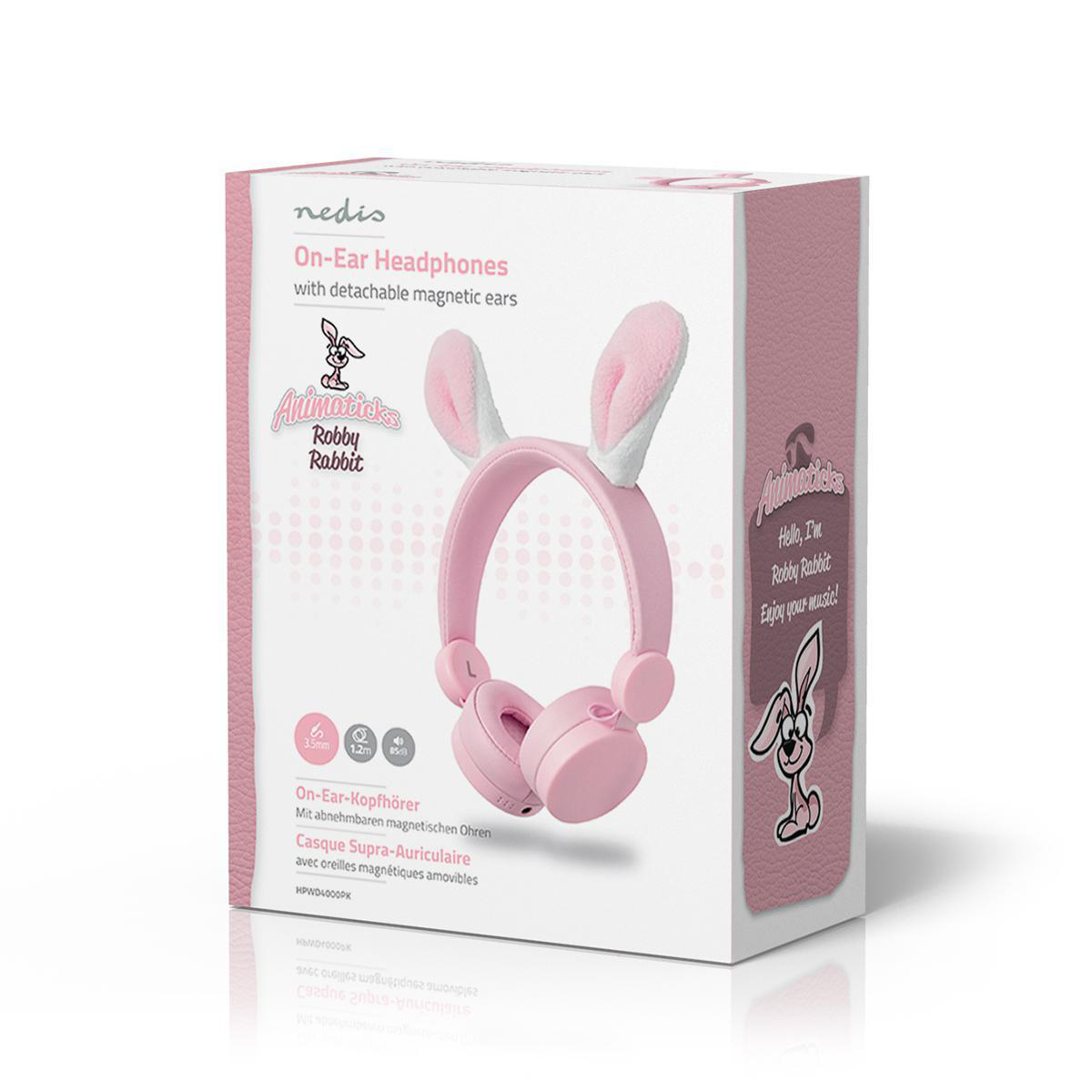 On-Ear Animatics Wired 3.5 mm Klinke AUX Kopfhörer Headset mit 1.2m Kabellänge (HPWD4000WTEAN) - Robby Rabbit