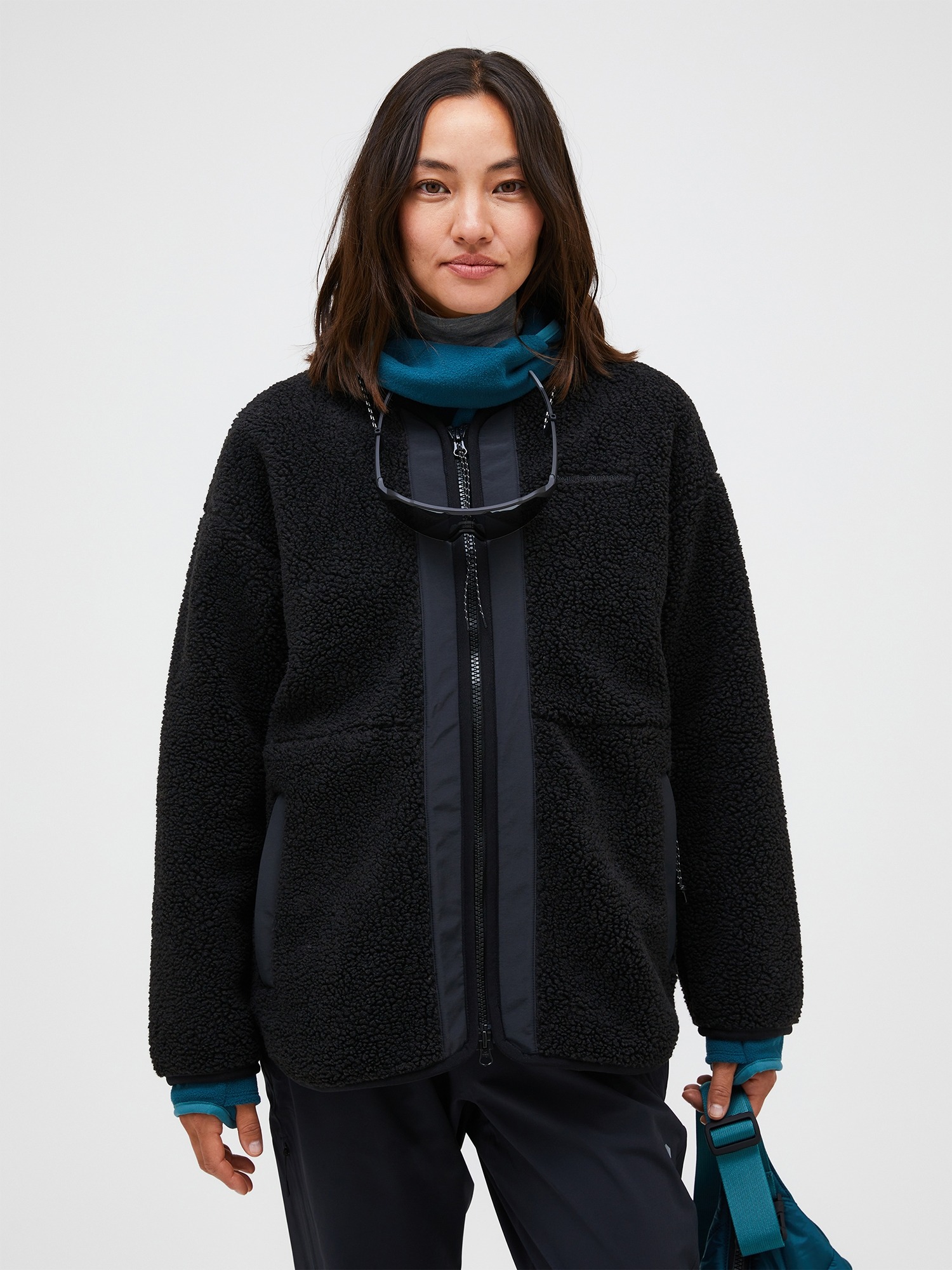 Heavy Pile Oversized Cardigan Dame Black/Black