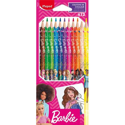 Maped Licence Barbie - 12 Crayons de couleur en pochette carton